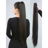 Kadınca Peruk Professional 100% İnsan Saçı Kahve Ton At Kuyruğu Postiş 150 Gram 70 Cm Kp531