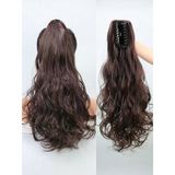 Kadınca Peruk Wavy 100% İnsan Saçı Kahve Ton At Kuyruğu Postiş 150 Gram 60 Cm Kp532