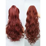 Kadınca Peruk Wavy 100% İnsan Saçı Koyu Bakır Ton At Kuyruğu Postiş 150 Gram 60 Cm