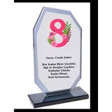 Kadınlar Günü Plaketi - Kişiye Özel Plaket - Cam Plaket