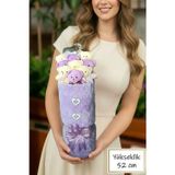 Kadınlar Gününe Özel: Deluxe Mor-Beyaz Peluş Ayıcık Kalp Balonlu Peluş Vazo Tasarımlı Ayıcık Buketi