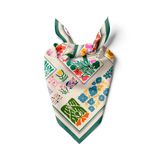 Kadınlar için 55cm x 55cm Fular Küçük Kare Hafif Çiçek Desenli Bandana Boyun Şal, Saç veya Boyun için Etnik Kare Başörtüsü (Çiçek Tasarımı 7)