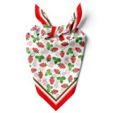 Kadınlar için 55cm x 55cm Fular Küçük Kare Hafif Çiçek Desenli Bandana Boyun Şal, Saç veya Boyun için Etnik Kare Başörtüsü (Çilek Tasarımı 1)