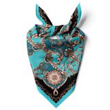 Kadınlar için 55cm x 55cm Fular Küçük Kare Hafif Çiçek Desenli Bandana Boyun Şal, Saç veya Boyun için Etnik Kare Başörtüsü (Kemer Tasarımı 5)