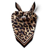Kadınlar için 55cm x 55cm Fular Küçük Kare Hafif Çiçek Desenli Bandana Boyun Şal, Saç veya Boyun için Etnik Kare Başörtüsü (Leopar Tasarımı 5)