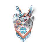 Kadınlar için 55cm x 55cm Fular Küçük Kare Hafif Çiçek Desenli Bandana Boyun Şal, Saç veya Boyun için Etnik Kare Başörtüsü (Mavi Tasarım 2)
