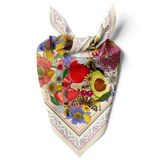 Kadınlar için 55cm x 55cm Fular Küçük Kare Hafif Çiçek Desenli Bandana Boyun Şal, Saç veya Boyun için Etnik Kare Başörtüsü (Meyve Tasarımı 2)