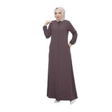 Kadınlar İçin Abaya Uzun Kollu Gizli Fermuarlı Siyah Cepli Müslüman Elbise (Vizon, 38)