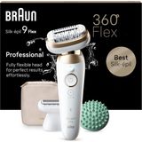 Kadınlar Için Braun Silk-Épil 9 Flex Epilatör,esnek 360° Başlık, Islak ve Kuru, Uzun Ömürlü Epilasyon, Bayan Tıraş Makinesi, Su Geçirmez - Dahil. Tıraş Aparatı, Düzeltici Aparatı, 9-071 3d,beyaz/altın