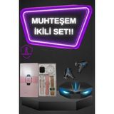 Kadınlar Için Dokunmatik Ekran Akıllı Saat ve Gamer Kablosuz Bluetooth Kulaklı - TK002M-6W2XK - Çok Renkli