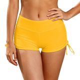 Kadınlar için hafif yüzme şortu, plaj pantolonu, su sporları, alt kısım, büzgü ipli kadın (, Sarı, 3XL