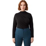 Kadınlar İçin Modern Büzgülü Balıkçı Yaka Uzun Kollu Örme Bluz Kaliteli Şık Rahat Modern Zarif_Siyah-XL