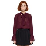 Kadınlar İçin Oversize Şifon Bluz Günlük Şıklık ve Özel Davetler İçin Mükemmel Seçim Kaliteli_Koyu Bordo-36