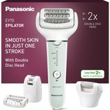 Kadınlar Için Panasonic ES-EY70 Islak/kuru Epilatör, 60 Cımbızlı Çift Disk, 90° Dönebilen Başlık, 3 Hız ve LED Işık, 30 Dk. Operasyon, Kablosuz, Epilasyon, Ayak Bakım Başlığı.