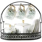 Kadınlar İçin Porselen Çay Seti, Vintage Çay Fincanı Ve Tabağı Seti, 6, 1 Çaydanlık, 1 Kase, 1 Krem Sürahi, Çay Partisi İçin Mükemmel,