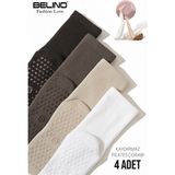 Kadınlar Için Taban Altı Kaydırmaz Hamile,dans ve Pilates Çorabı 4 Lü Paket - 36 - 40 - Çok Renkli