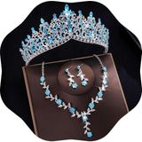 Kadınlar Için Tiaras ve Kronlar, 3'lü Paket Tiaras Küpe Kolye, Kristal Gelin Takı Seti, Kostüm Partisi Cadılar Bayramı Balo Yarışması Kadınlar Için Ta
