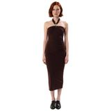 Kadınlara Özel Aksesuar Detaylı Bodycon Maxi Elbise Gece Şıklığınızı Tamamlar İddialı Bir Seçim-Kahverengi-40