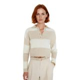 Kadınlara Özel Selanik Dokulu Baskısız Uzun Kollu Rahat Basic Crop Triko Kazak Modeli Kaliteli -Taş-L