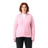 Kadınların Soğuk Havalar İçin İdeal Regular Kalıp Polo Yaka Düz Desen Triko Kazak Kaliteli -Pembe-3XL