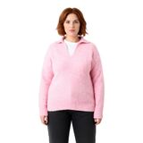 Kadınların Soğuk Havalar İçin İdeal Regular Kalıp Polo Yaka Düz Desen Triko Kazak Kaliteli -Pembe-4XL