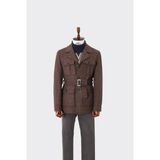 Kadir Büyükkaya Modern Dayanıklı Erkek Safari Mont - Viskon Pamuk Polyester Kumaş - KAV9126W - 46 - Kahverengi