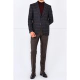 Kadir Büyükkaya Modern ve Şık Slim Fit Dar Kesim Yün Viskon Erkek Ceket - KAV5062W - Kahverengi - 48