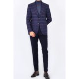 Kadir Büyükkaya Modern ve Şık Slim Fit Dar Kesim Yün Viskon Erkek Ceket - KAV5062W - Koyu Lacivert