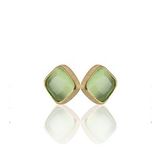Kadir Jewellery 22 Ayar Altın Kaplama Kadın Minimal Küpe -El İşçiliği Ve Hipoalerjenik Küpe (Açık Yeşil)
