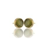 Kadir Jewellery 22 Ayar Altın Kaplama Kadın Minimal Küpe -El İşçiliği Ve Hipoalerjenik Küpe (Zeytin Yeşili)