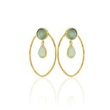 Kadir Jewellery 22 Ayar Altın Kaplama Vintage Küpe -El İşçiliği Ve Hipoalerjenik Küpe (Açık Yeşil)
