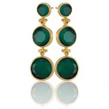 Kadir Jewellery 22 Ayar Altın Kaplama Vintage Küpe -El Işçiliği ve Hipoalerjenik Küpe - Ördek Yeşil