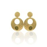 Kadir Jewellery 22 Ayar Altın Kaplama Vintage Küpe -El İşçiliği Ve Hipoalerjenik Küpe (Zeytin Yeşili)