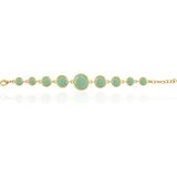 Kadir Jewellery 22 Ayar Altın Kaplama Zirkon Taşlı Ayarlanabilir Zincir Bileklik (Açık Yeşil)
