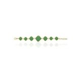 Kadir Jewellery 22 Ayar Altın Kaplama Zirkon Taşlı Ayarlanabilir Zincir Bileklik (Yeşil)