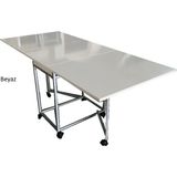 Kadir Leylek Beyaz Katlanır Mutfak Masası MDF Malzeme ile 75 cm Genişlik ve 74 cm Yükseklik
