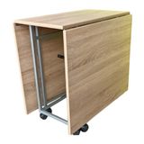 Kadir Leylek Montajı Yapılmış Katlanır MDF Mutfak Masası Meşe Teak Teak Renk 8-10 Kişilik Klasik Tasarım