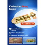 Kadmiyum Pirinç Sürgü, Metal, Parlak Pirinç Kaplama, Kapı ve Dolap Kilidi, 10,5 x 3,5 x 8,5 cm