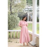 KADNER KADIN PUDRA PEMBE KLOŞ MİDİ BOY LARA ABİYE ELBİSE