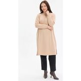 Kado Moda Dik Yaka İki İplik Fermuarlı Tunik - Bej - 52