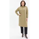 Kado Moda Dik Yaka İki İplik Fermuarlı Tunik - Cağla - 44