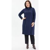 Kado Moda Dik Yaka İki İplik Fermuarlı Tunik - Lacivert - 46
