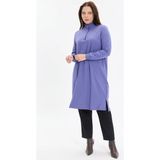 Kado Moda Dik Yaka İki İplik Fermuarlı Tunik - Lila - 50