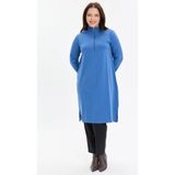 Kado Moda Dik Yaka İki İplik Fermuarlı Tunik - Mavi - 44