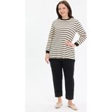 Kado Moda İki İplik Çizgili Basic Kadın Tunik - Siyah - 50