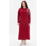 Kado Moda Kado Online Taş Detaylı Rahat Kalıp Uzun Kadın Elbise - Kırmızı - 46