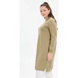 Kado Online Basic Rahat Kalıp Uzun Kadın Tunik - Cağla - 60