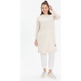 Kado Online Basic Rahat Kalıp Uzun Kadın Tunik - Ekru - 44