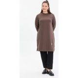 Kado Online Basic Rahat Kalıp Uzun Kadın Tunik - Kahverengi - 52