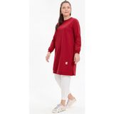 Kado Online Basic Rahat Kalıp Uzun Kadın Tunik - Kırmızı - 40